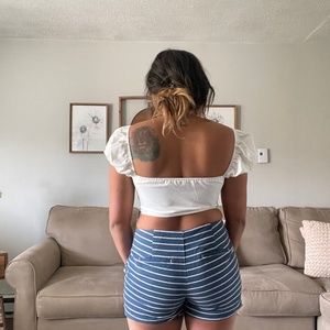 Loft Blue and White Striped Short